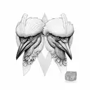 Hephaestus combined with a Shoebill stork tattoo design idea