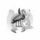 Hephaestus combined with a Shoebill stork tattoo design idea