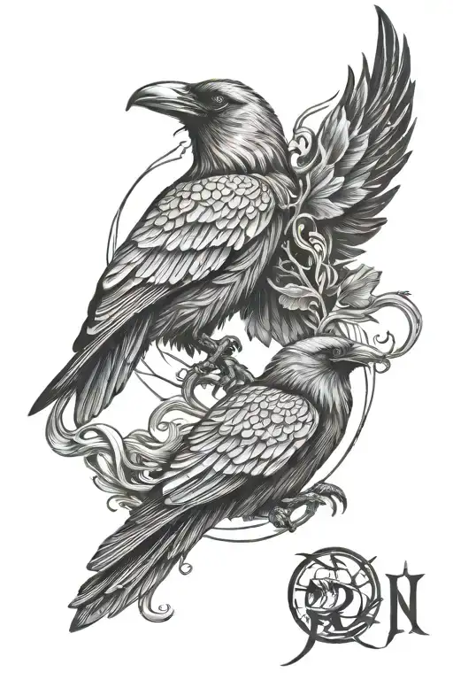 odin and raven tattoo design idea
