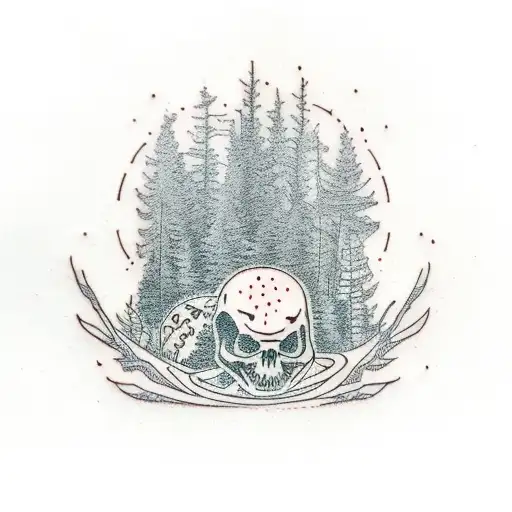 forest nature antmospheric black metal tattoo design idea