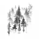 forest nature antmospheric black metal tattoo design idea