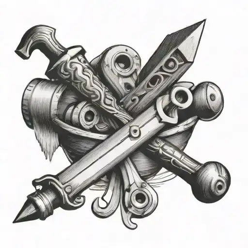 italian and carpentry tools tattoo design idea