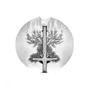 cross with tree tattoo design idea