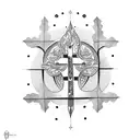 cross with tree tattoo design idea