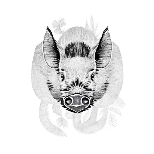 boar in the forest tattoo design idea