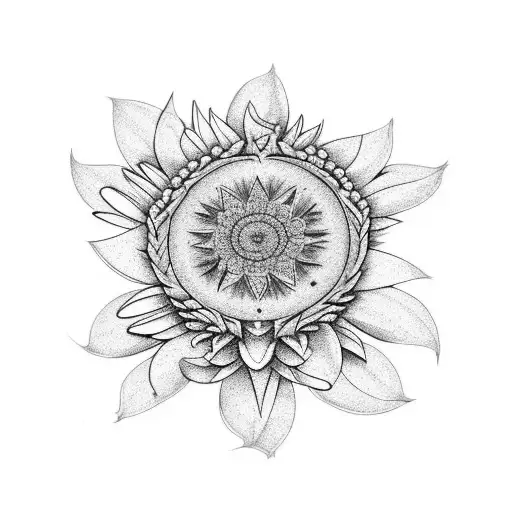A timepiece with daisies and sunflowers intertwined in the design tattoo design idea