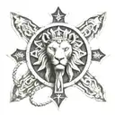 lionhead ankh cross jerusalem cross tantric circle  tattoo design idea