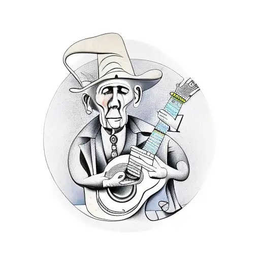 old guitarist by picasso tattoo design idea