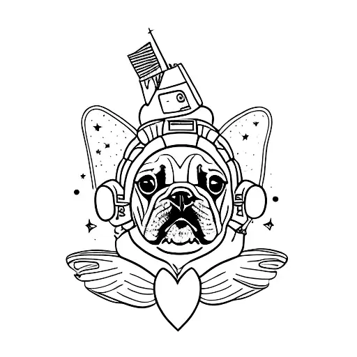 french bulldog in space tattoo design idea