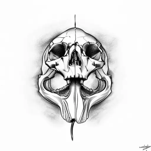Lateral skull with open mouth tattoo design idea