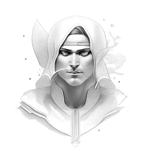 Vega with shading and clouds around it tattoo design idea
