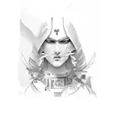 Vega with shading and clouds around it tattoo design idea