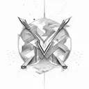 Lettering "Vega" vertically with shading and clouds around it tattoo design idea