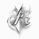 Lettering "Vega" vertically with shading and clouds around it tattoo design idea