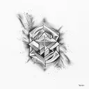 Lettering "Vega" vertically with shading and clouds around it tattoo design idea