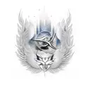 Lettering "Vega" vertically with shading and clouds around it tattoo design idea