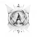 Lettering "Vega" vertically with shading and clouds around it tattoo design idea