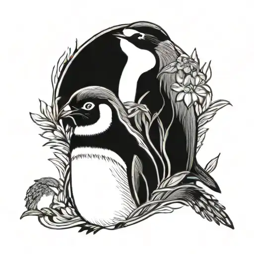 penguin family tattoo sleeve tattoo design idea