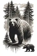 bear forest back tattoo design idea