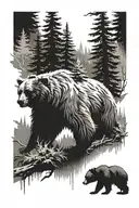 bear forest back tattoo design idea