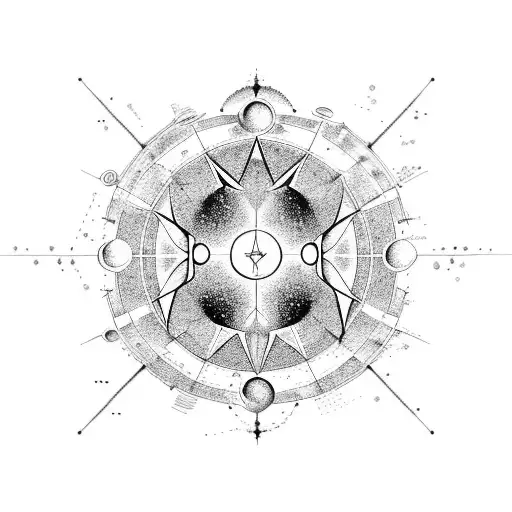 A constellation mashup of Aries, Aquarius, Leo, and Sagittarius forming a unique celestial pattern tattoo design idea