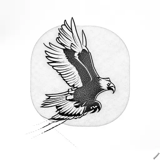 Blackwork Harpy Eagle At Night With Moonlight Tattoo Idea - BlackInk AI