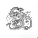 Dragon fighting a tiger  tattoo design idea