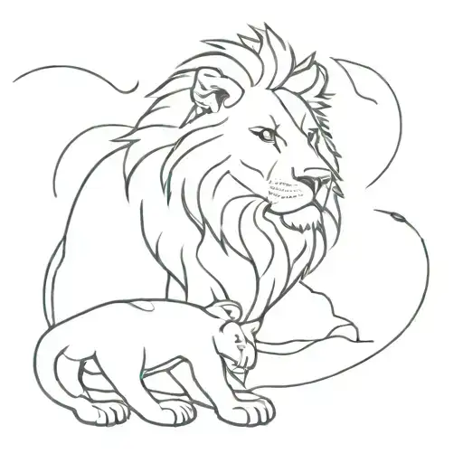 Daniel in the lions den painting tattoo design idea