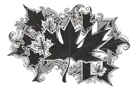 Scottish and Canada flag maple leaf tattoo design idea