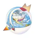 globe to symbolize travel with coordinates wrapped around and a maple leaf to symbolize being a Canadian tattoo design idea