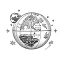 globe to symbolize travel with coordinates wrapped around and a maple leaf to symbolize being a Canadian tattoo design idea