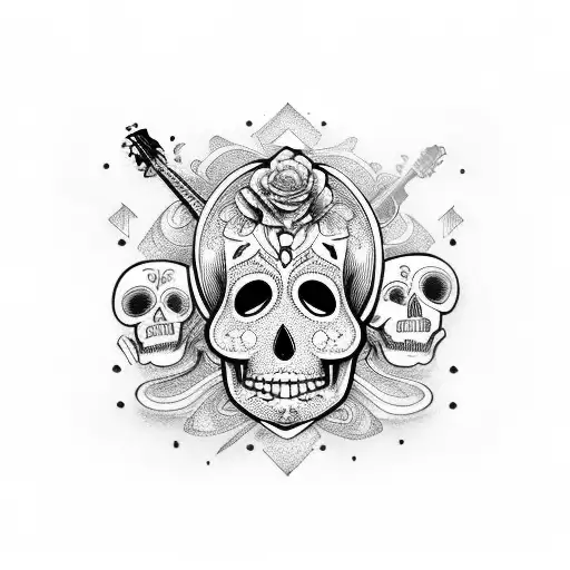 guitar day of the dead coco tattoo design idea
