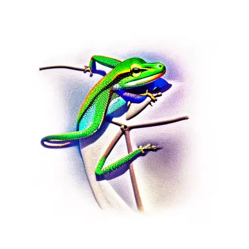 Strelitzia reginae and a green gecko tattoo design idea