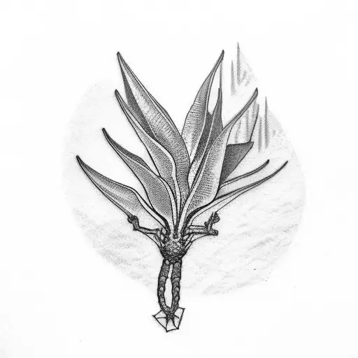 Strelitzia reginae and a green gecko tattoo design idea