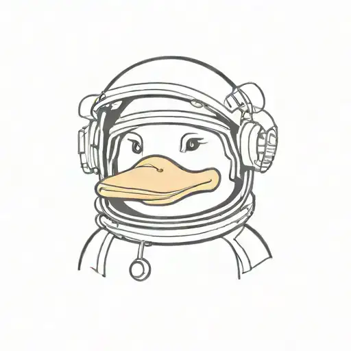 duck wearing astronaut helmet, line tattoo tattoo design idea