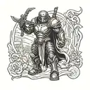 Doom slayer standing with his sword tattoo design idea