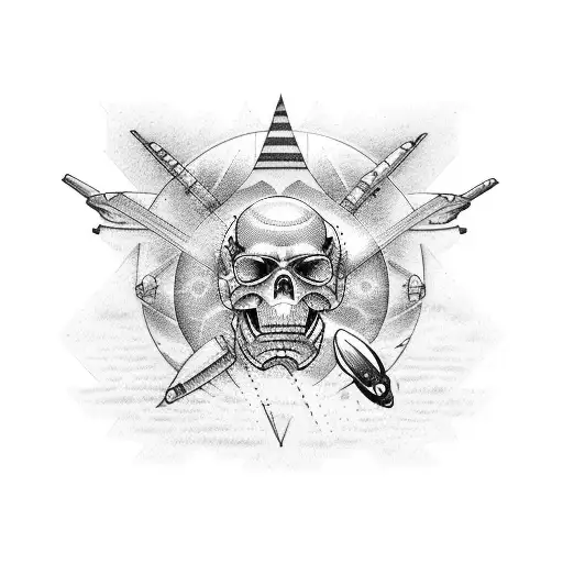 Create a tattoo design that combines the themes of geopolitics and aerospace with a brain tattoo design idea