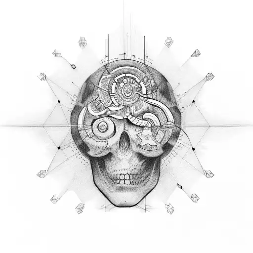 Create a tattoo design that represents the interconnectedness of geopolitics and the brain tattoo design idea