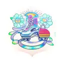 apple pen rollerskates shamrock book heart family friends adventure sun surf live love laugh music cross passion daisy  tattoo design idea