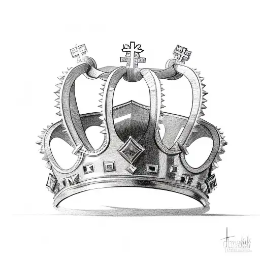 cross with crown  tattoo design idea