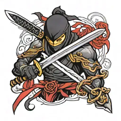 Black ninja sword tattoo design idea