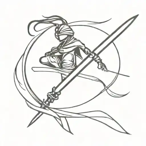 Black ninja sword tattoo design idea