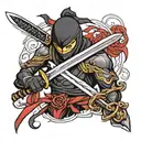 Black ninja sword tattoo design idea