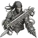 Black ninja sword tattoo design idea