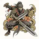 Black ninja sword tattoo design idea