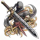 Black ninja sword tattoo design idea
