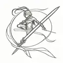 Black ninja sword tattoo design idea