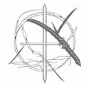 Black ninja sword tattoo design idea