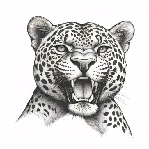 black Jaguar front face drawn tattoo design idea
