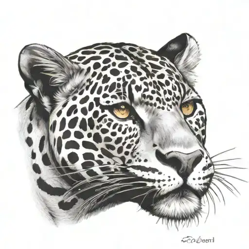 black Jaguar reddish yellow eyes tattoo design idea